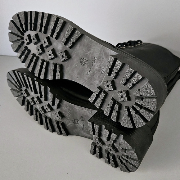 Massimo Dutti Black Leather Lace-Up Boots US 9 EU 40 Combat Biker Ankle Zipper - Picture 9 of 14